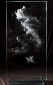Miya Ando, <i>Kumo (Cloud) 60.30.3,</i> 2017 (Front), Solid Glass Sculpture, 60 x 30 Inches, 12 x 24 Inches Base
