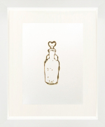 Monica Lundy, "Glass Bottle #3 from the Hospital Pharmacy of Santa Maria della Pietà," 2019, burned drawing on Fabriano paper, 12 x 10 inches (framed)