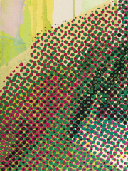 Monica Lundy, "Vesta," 2025 (detail view), gouache on Khadi paper, 36 x 28 inches (framed)