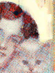 Monica Lundy, "Feyja," 2025 (detail view), gouache on Khadi paper, 36 x 28 inches (framed)