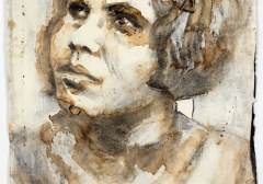 Monica Lundy, Ilde, 2018, Coffee, Burned Paper and Charcoal on Khadi Paper, 53 x 37 x 2 Inches