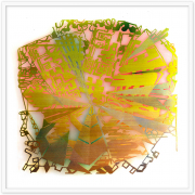 Chris Natrop, Sunset Crystal Fold 1, 2021, acrylic on cut paper,  36.5 x 36.5 inches (framed)