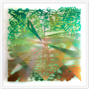 Chris Natrop, <i>Sunset Crystal Fold 2,</i> 2021, acrylic on cut paper,  36.5 x 36.5 inches (framed)