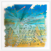 Chris Natrop, <i>Sunset Crystal Fold 4,</i> 2021, acrylic on cut paper,  36.5 x 36.5 inches (framed)