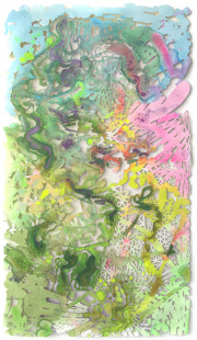 Chris Natrop, Matrix Nouveau 3, 2018, acrylic and glitter on cut paper, 29 x 53 inches (unframed)