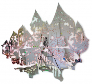Chris Natrop, Reflector Specter - Landscape Blossom Pop, 2021, polished stainless steel and acrylic, 72 x 80 inches, Edition of 3