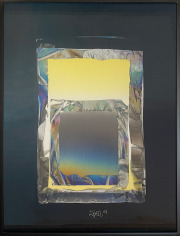 Larry Bell, "AAAAA 57," 2007, mixed media on black Hiromi paper in artist's frame, 42.75 x 32.25 inches (framed)