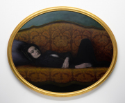 Peter Halasz, "Grey Eyed," 2019, oil on panel, 47.5 x 57.5 inches (framed)