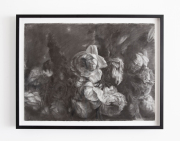 Peter Halasz, "Rose Scape," 2022, charcoal on paper, 26 x 33.5 inches (framed)