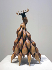 Eiichi Tsujino, <i>Octabinas,</i> 2024, camphor tree, beech tree, 11(w) x 9.5(d) x 18.5(h) inches