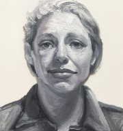 Ray Turner, <i>Woman no. 6,</i> 2019, Oil on Glass, 20 x 20 Inches