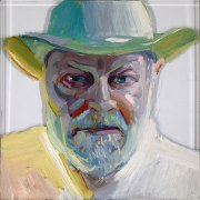 Ray Turner, <i>Man no. 3,</i> 2008-2015, Oil on Glass, 12 x 12 Inches