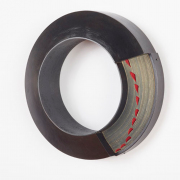 Andrew Hayes, "Section," 2018, book pages, steel, 12 x 12 x 3 inches