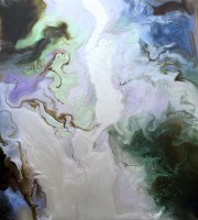 Suzan Woodruff, <i>Space Rain II,</i> 2017, Acrylic on Acrylic Panel, 24 x 22 Inches